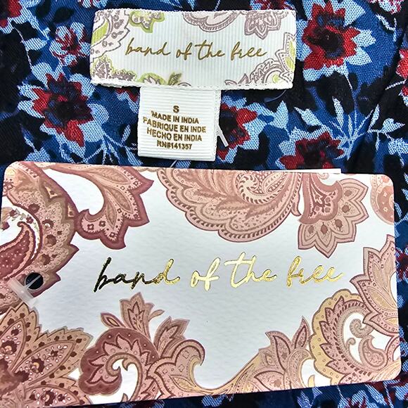 Band of the Free Womans size S Josie Sapphire Mixed Print Long Sleeve Top NEW - Picture 6 of 8